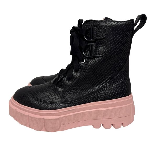 Sorel Caribou X Lace Boots Pink Sole Waterproof Black Leather Women's Size 7 NEW - Picture 2 of 11
